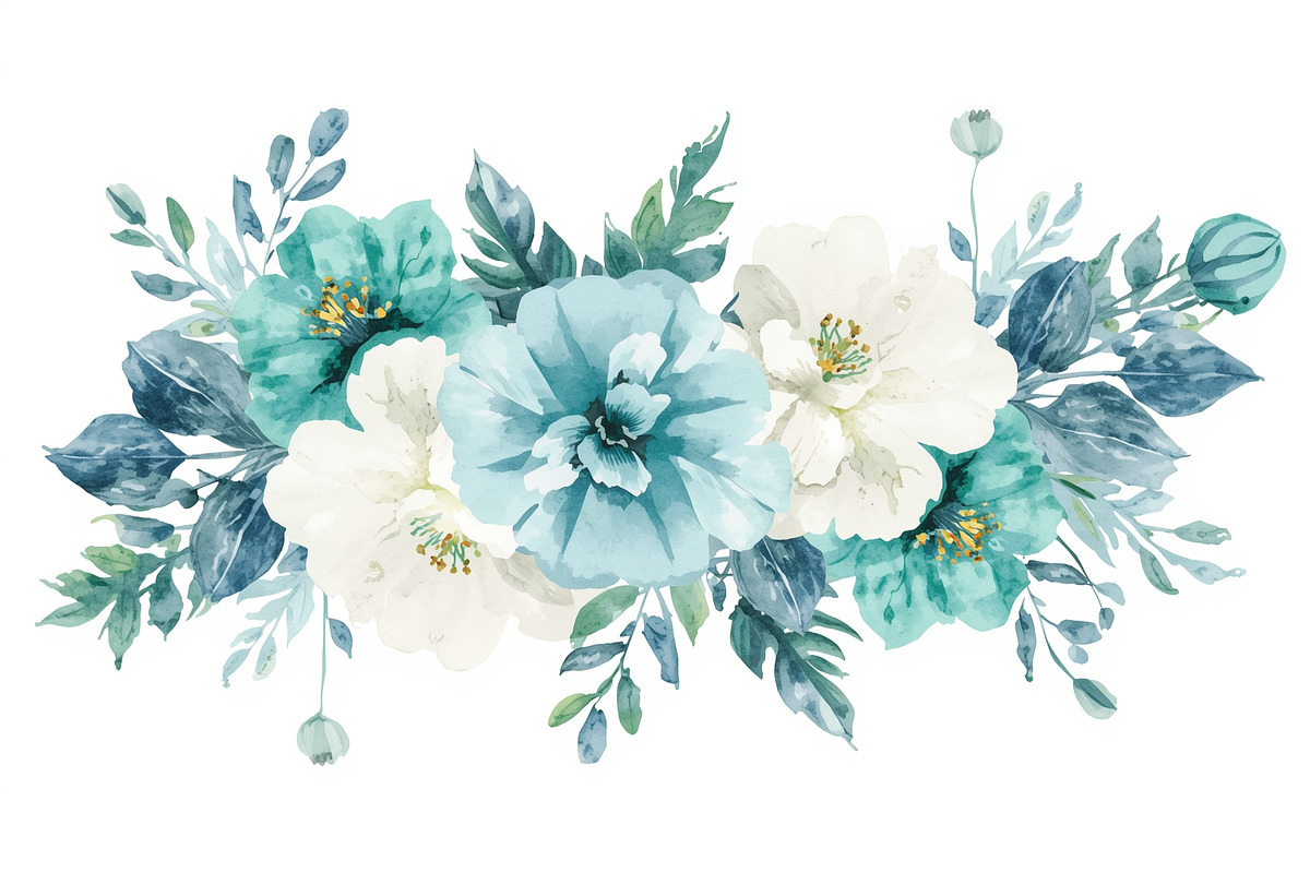 Elegant Blue Watercolor Blooms, an Illustration by Amazin_art (Photo 4 of 11)