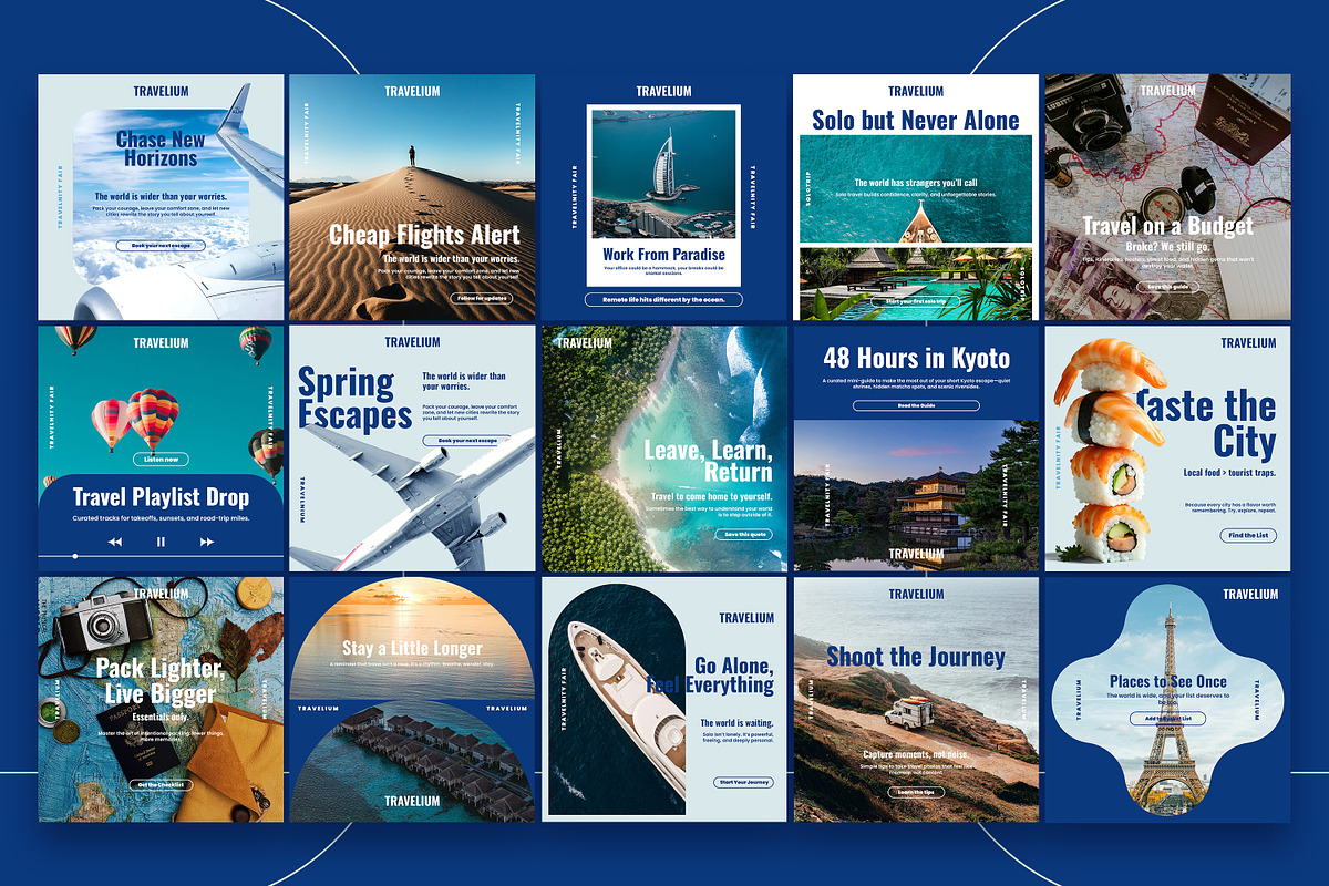 Modern Travel Social Media Kit, a Social Media Template by Nenjo Studio (Photo 2 of 5)