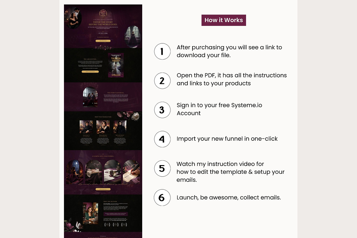 Systeme.io Violeta Night Waitlist, a Landing Page Template by Hayley's Digital Hub (Photo 10 of 10)