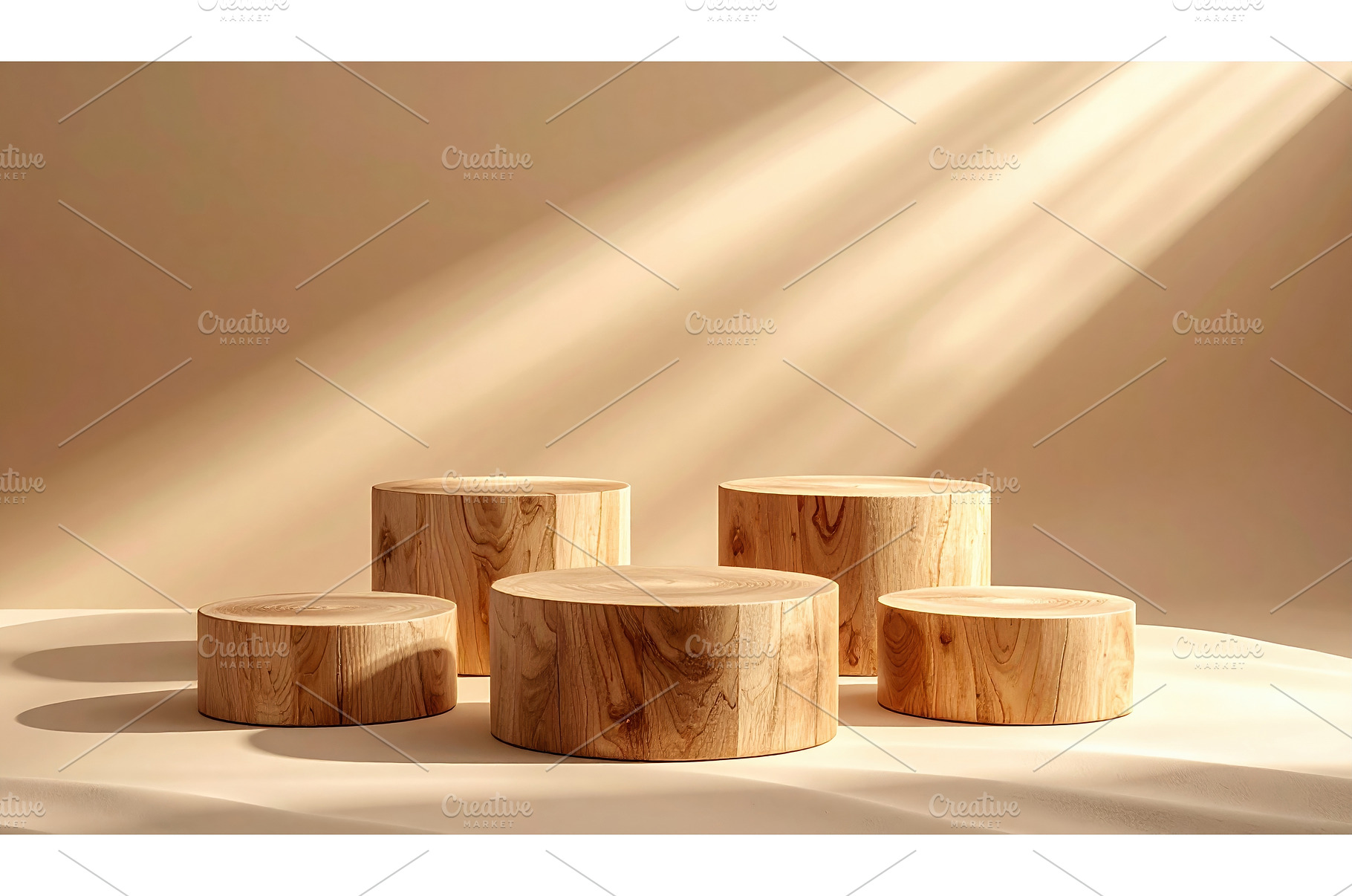 Minimal podium display of round oak, a Background Photo by Igor Tichonow