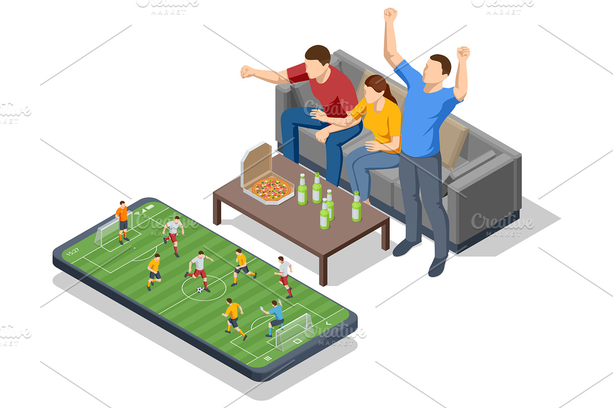 Isometric football fans watch soccer, a Sport Illustration by Golden Sikorka