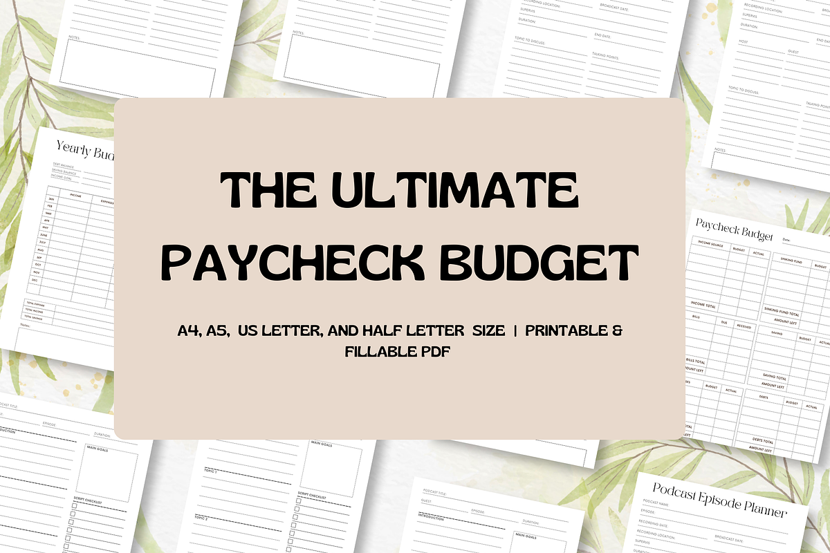 Paycheck Budget Planner Canva + PDF, a Stationery Template by Designbudy (Photo 1 of 7)