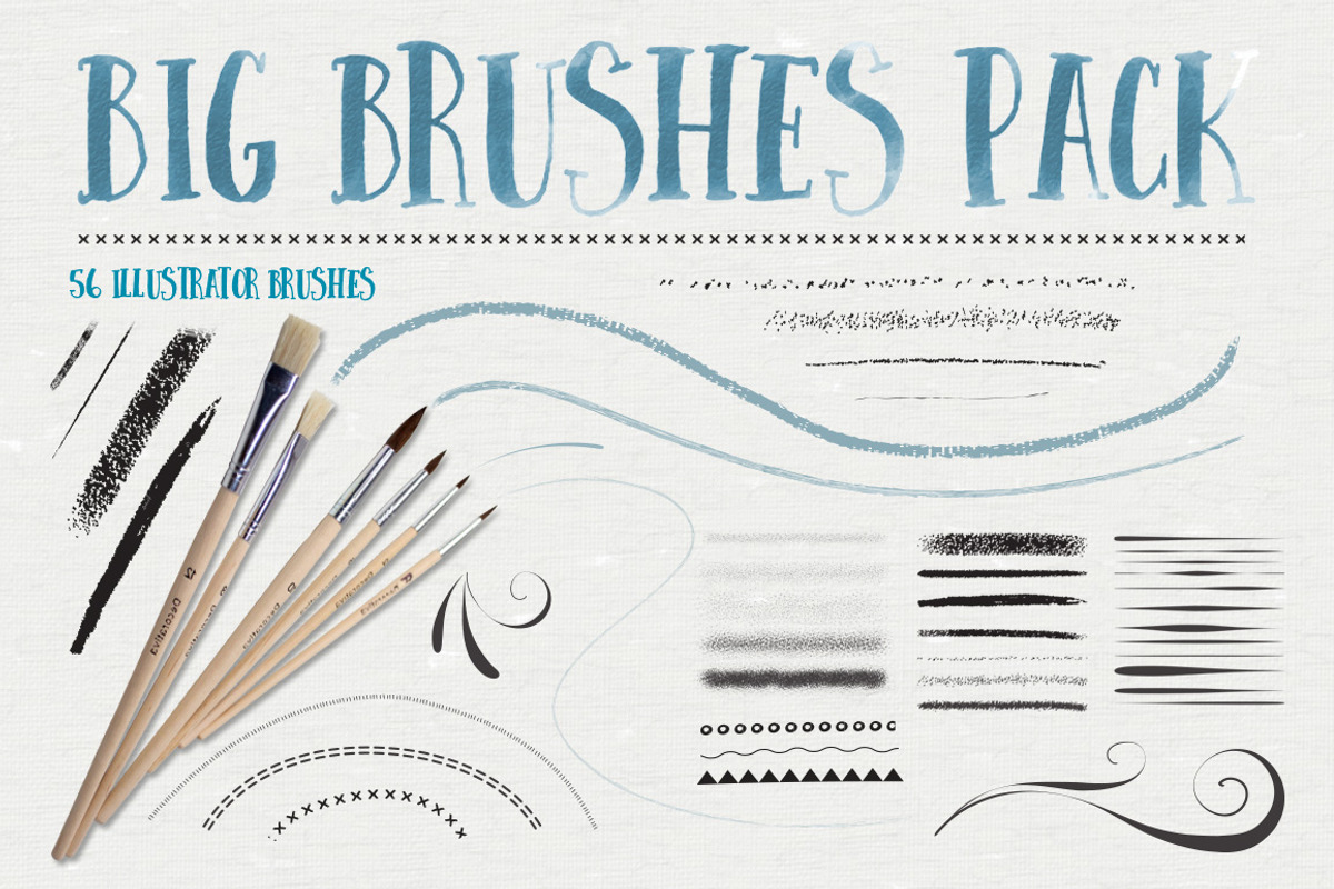 Big Illustrator Brushes Pack, a Brush Add-On by Mels Brushes (Photo 1 of 2)