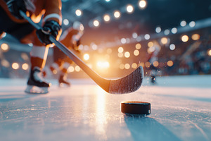 Dynamic hockey player in action on ice, a Sports & Recreation Photo by AlyaAnd