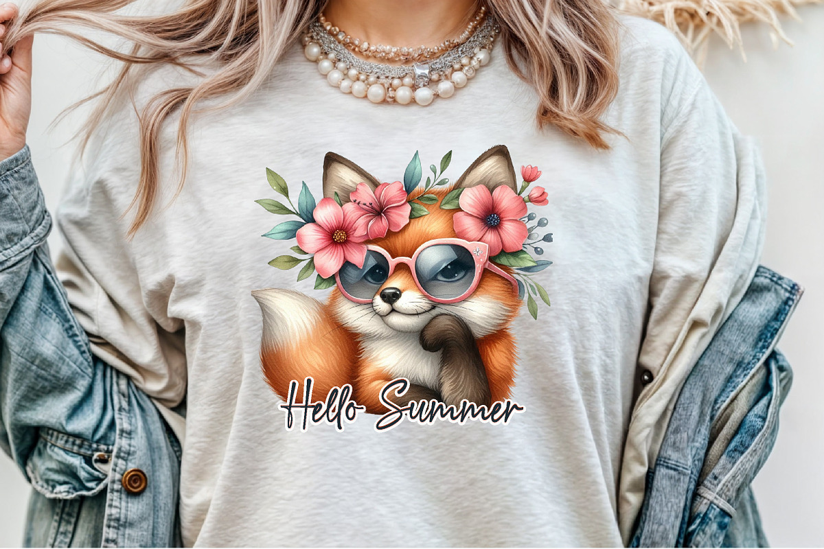 Hello Summer Fox Sublimation PNG, an Illustration by Sublimation Artist (Photo 5 of 9)