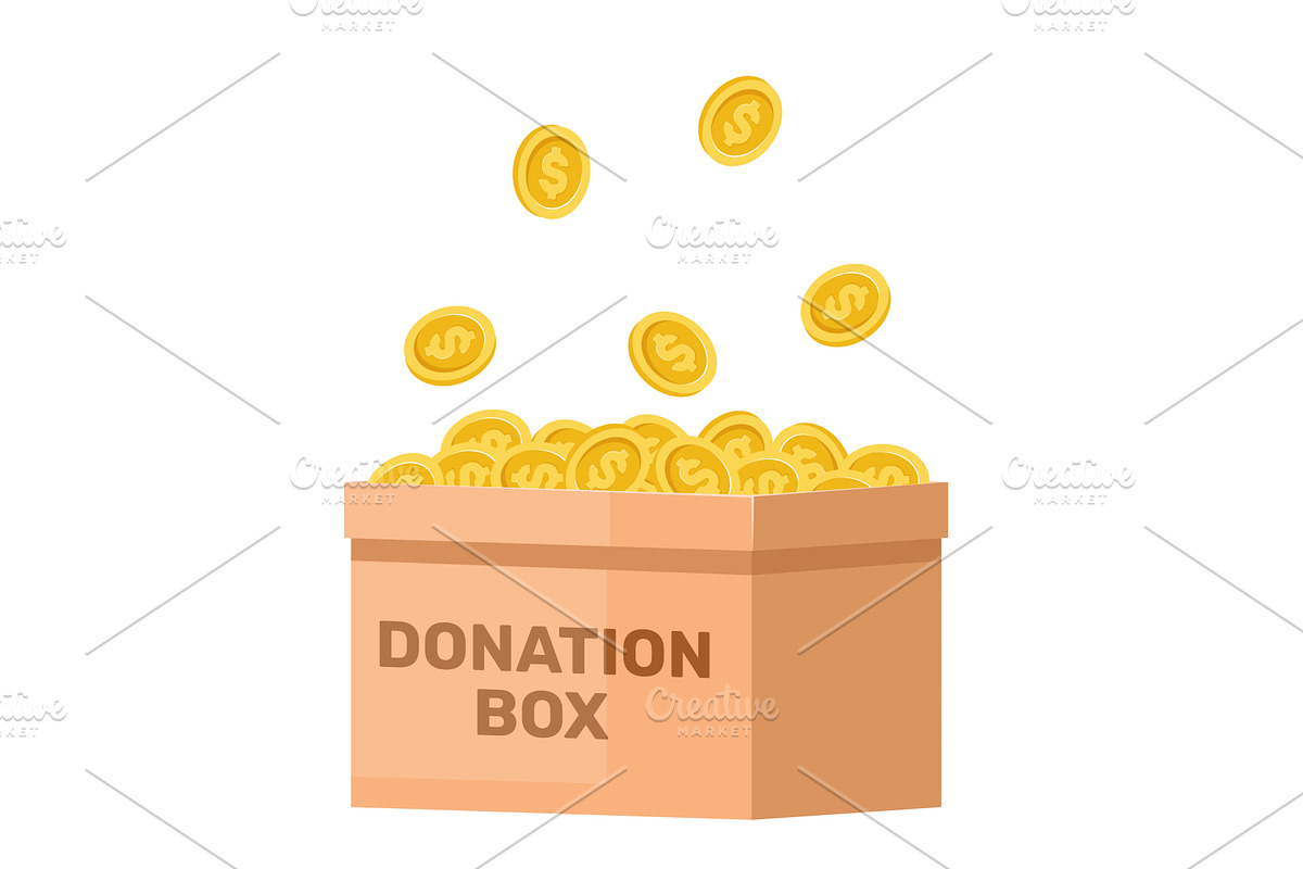 Cardboard donation box with gold, a Finance Illustration by Vectorbuum