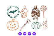 Halloween Hand Drawn Folk Art Set, a Seasonal Illustration by designvectx (Thumbnail 8 of 10)