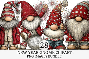 New Year Gnome Clipart, an Illustration by Craft Nest
