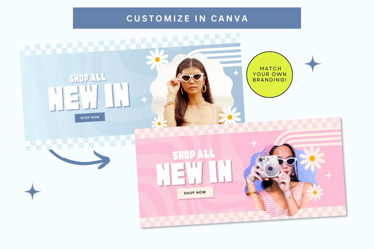 Blue Shopify Retro Website Banners, a Shopify Template by Template Twist Shop (Photo 5 of 5)