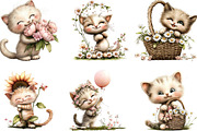 Whimsical Spring Cat Clipart, an Illustration by Designking (Thumbnail 5 of 5)