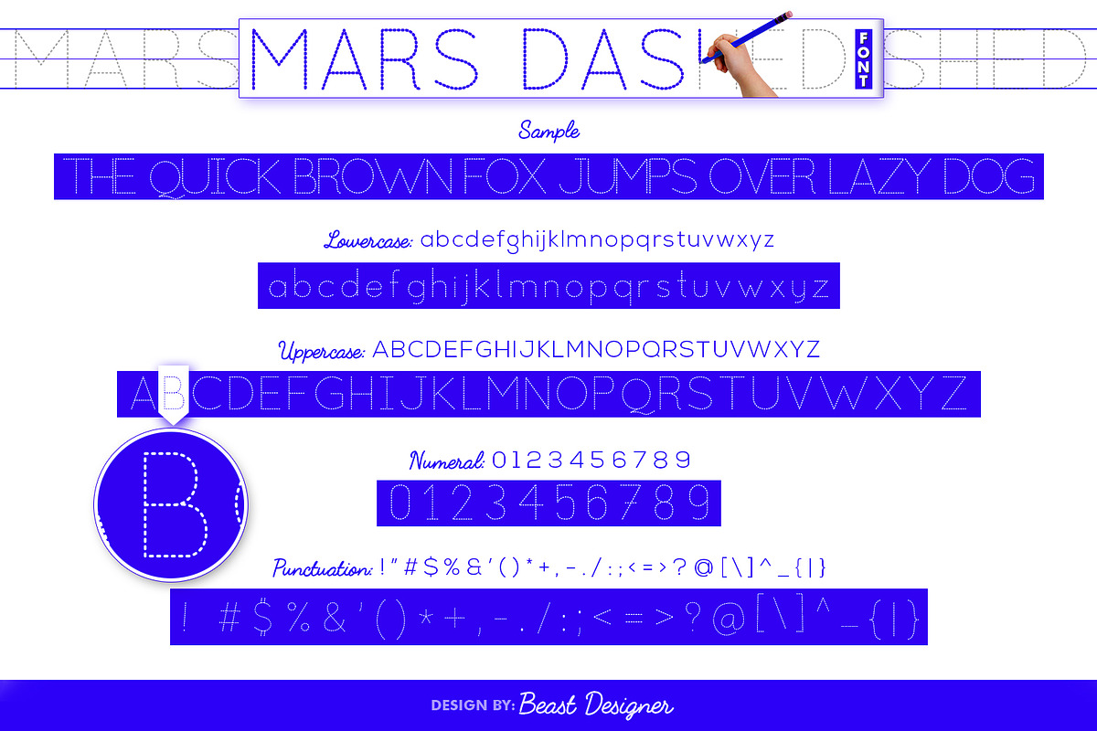 Mars Dashed, a Font by Beast Designer (Photo 2 of 2)