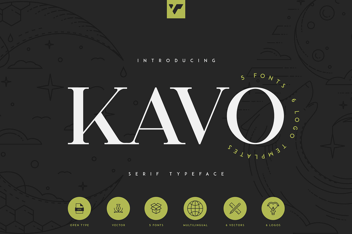 Kavo Serif Typeface - 5 weights, a Serif Font by VP Fonts (Photo 1 of 12)