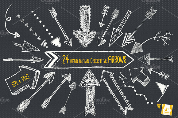 Chalkboard Arrow Clip Art EPS + PNG preview 3