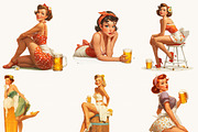 Retro Pin Up Beer Girl Clip Art, a Person Illustration by Design Scotch (Thumbnail 2 of 7)