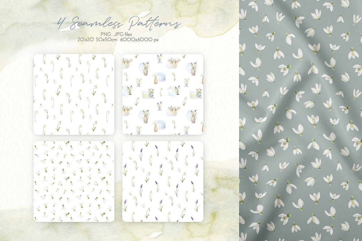 Spring Snowdrop and Muscari Clip Art, an Illustration by Julia M. Watercolor (Photo 10 of 12)