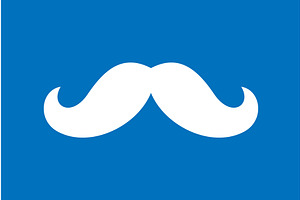 White moustache on blue background, an Object Illustration by GraphiShop