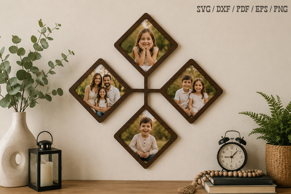 Diamond Family Photo Frame Laser, an Object Graphic by Libby Wishes (Photo 1 of 3)