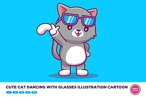 Cute Cat Dancing With Glasses