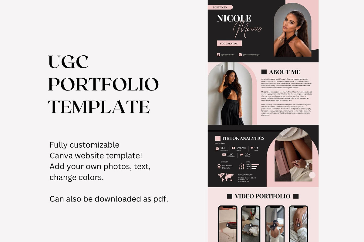 UGC Portfolio Website Template Canva, a Landing Page Template by Business Chic (Photo 2 of 5)