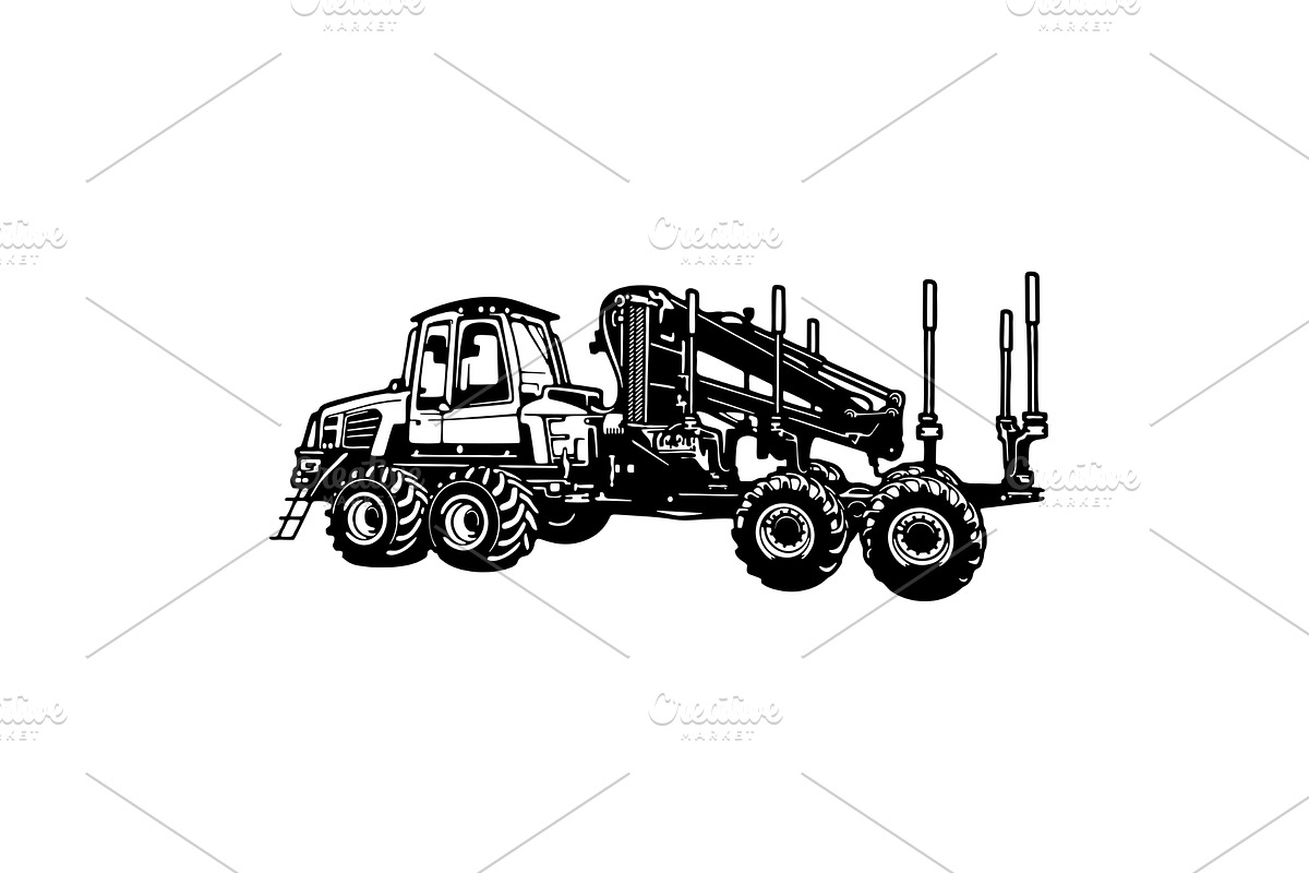 Vector forestry vehicle, forwarder, a Transportation Illustration by Digital-Clipart