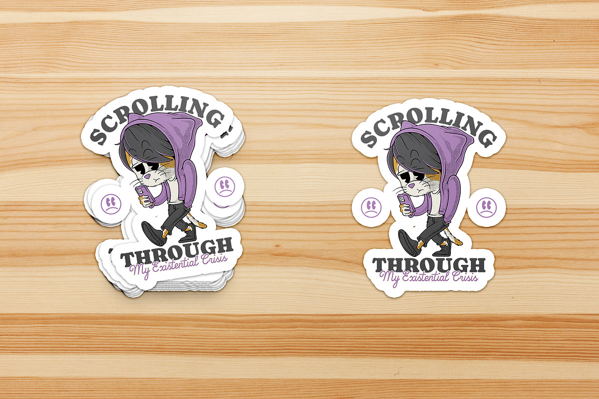 walking emo cat holding smartphone, a Branding & Logo Template by Judsart (Photo 3 of 3)