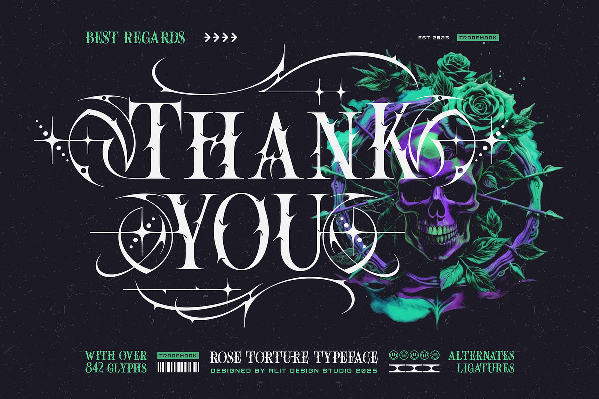 Rose Torture Typeface, a Serif Font by alit design (Photo 20 of 20)