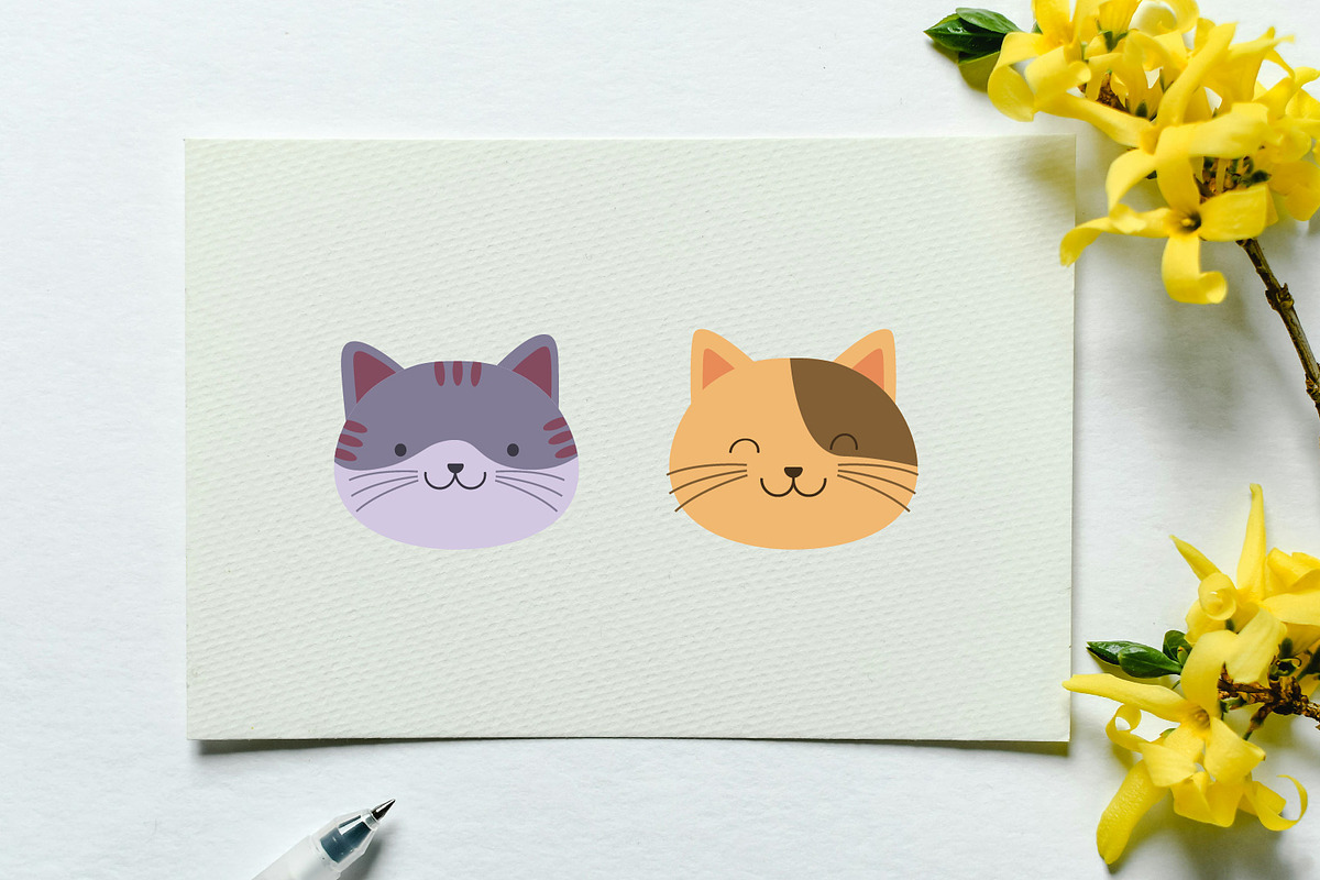 10 Adorable Kitty Head Illustration, an Illustration by jongcreative (Photo 4 of 4)