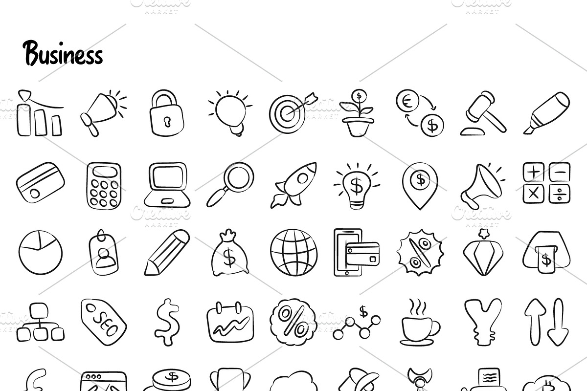 1100+ Flat Hand Drawn Icons, an Outline Icon by Brickclay