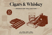 Cigars & Whiskey Vintage Engraving, an Object Graphic by Kaizla03 (Thumbnail 1 of 4)