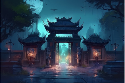 Cemetery front entrance. Generate Ai, an Architecture Photo by Ylivdesign