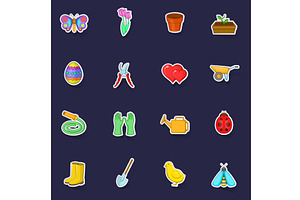 Spring Icons Set Vector Sticker