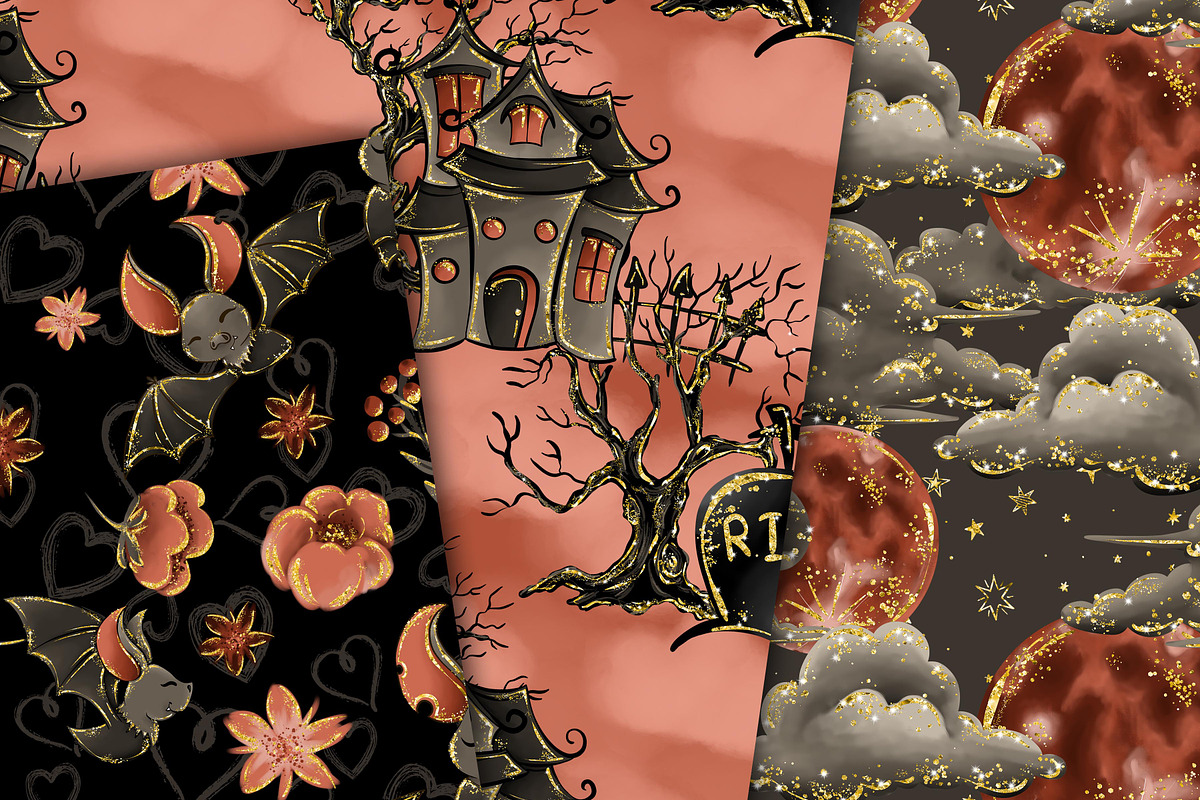 Halloween bats patterns, a Pattern Graphic by DarinaDigital (Photo 4 of 6)