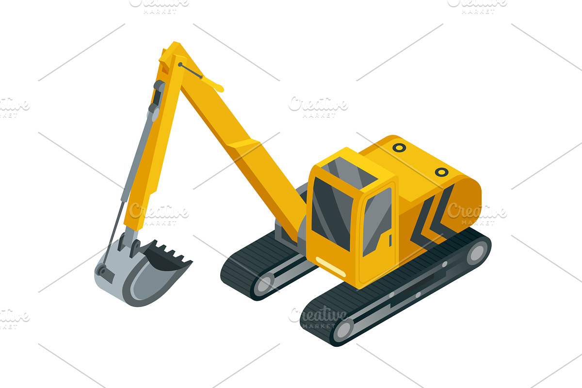 Yellow Isometric Excavator A Symbol, an Illustration by the8monkey