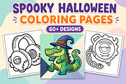 Spooky Halloween Coloring Pages #2, a Seasonal Illustration by Inkivelle Studio (Thumbnail 1 of 3)
