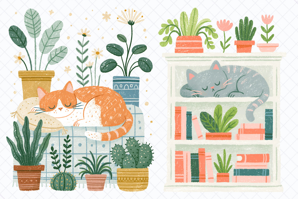 Cozy Sleeping Cats Clipart Bundle, an Animal Illustration by Whimsy Brush Studio (Photo 4 of 10)