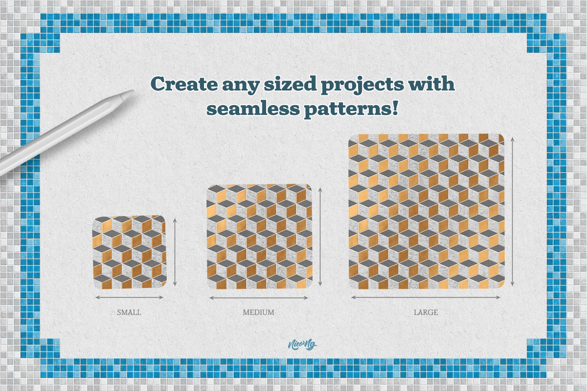 Tile Pattern Procreate Brushes, a Brush Add-On by Nico-Ng (Photo 4 of 13)