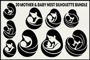 30 Mother Baby Nest Silhouette Set, a Person Illustration by Artivon (Thumbnail 1 of 4)