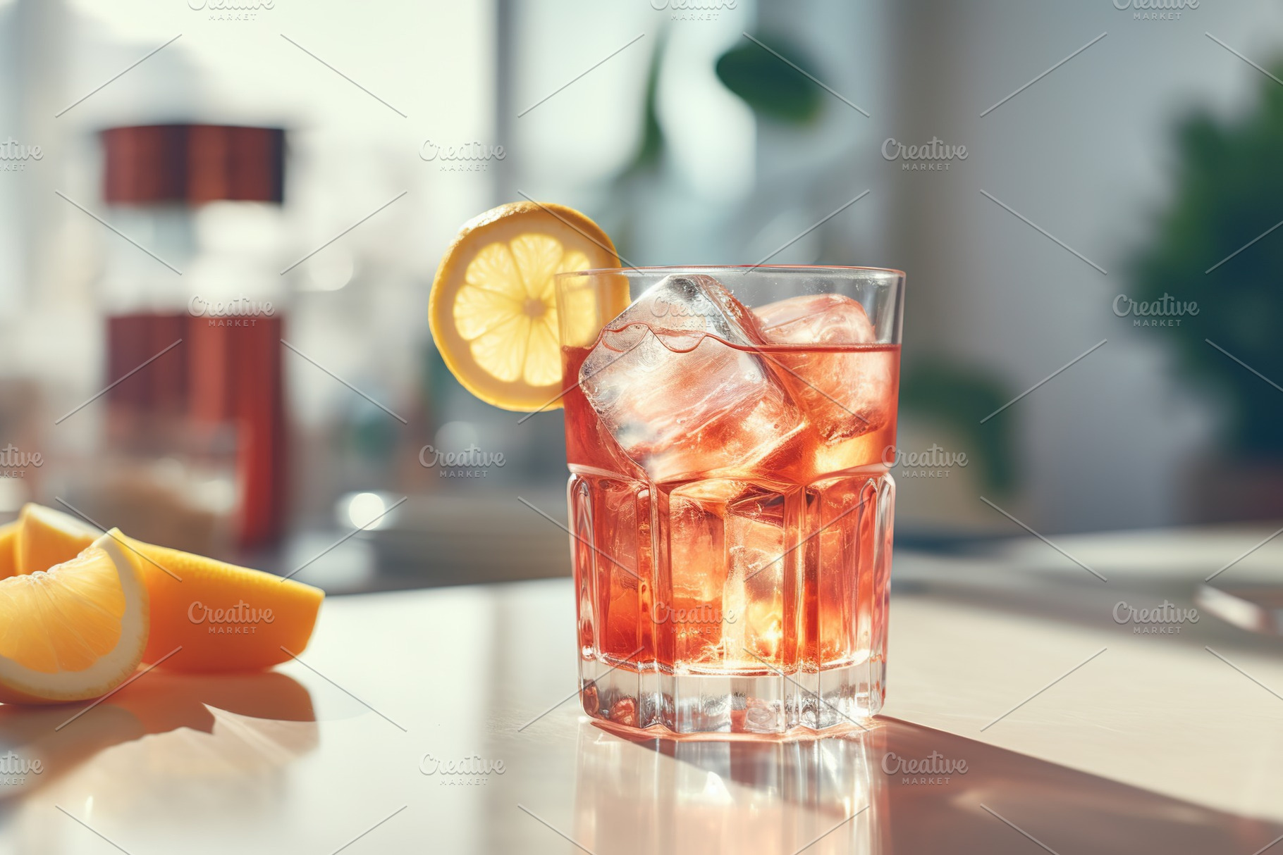 Alcohol cocktail in glass on kitchen table, a Food & Drink Photo by AlyaAnd