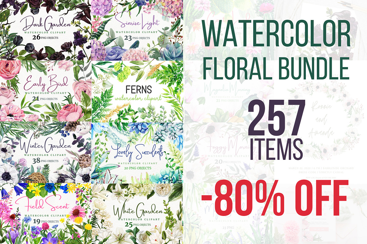 Floral Watercolor Bundle, an Object Graphic by JSolomatina (Photo 1 of 23)
