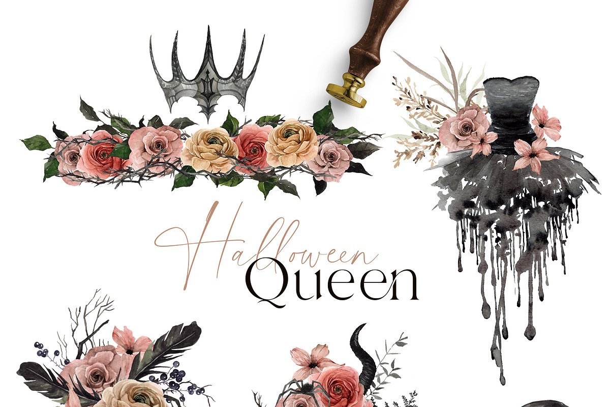 Watercolor clipart - Halloween Queen, an Illustration by Beigetime (Photo 4 of 13)