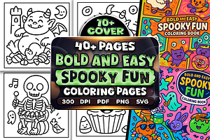 Bold and Easy Spooky Fun Coloring, a Seasonal Illustration by Craftsbeefy