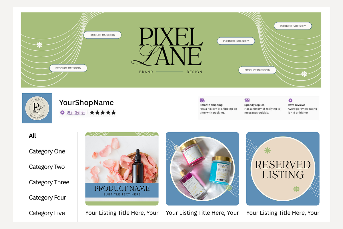 Khaki Etsy Shop Kit Template, a Branding & Logo Template by Anna Design Studio (Photo 7 of 8)