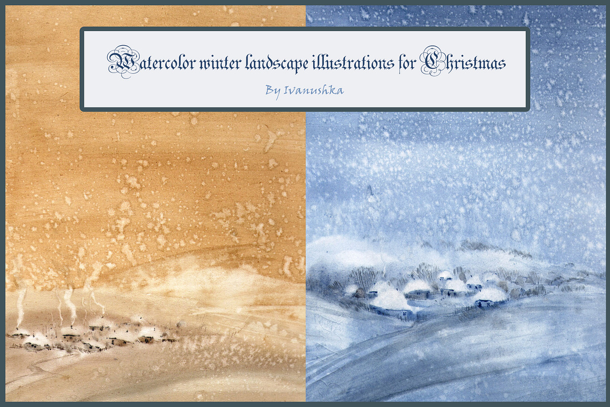 Watercolor X-mas backgrounds, a Decorative Illustration by ivanushka-art (Photo 5 of 5)