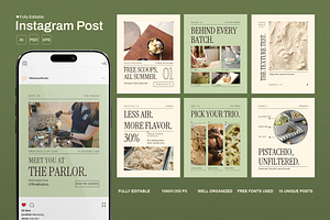 Artisan Dessert Instagram Post Pack, a Social Media Template by Pitchlook.Studio