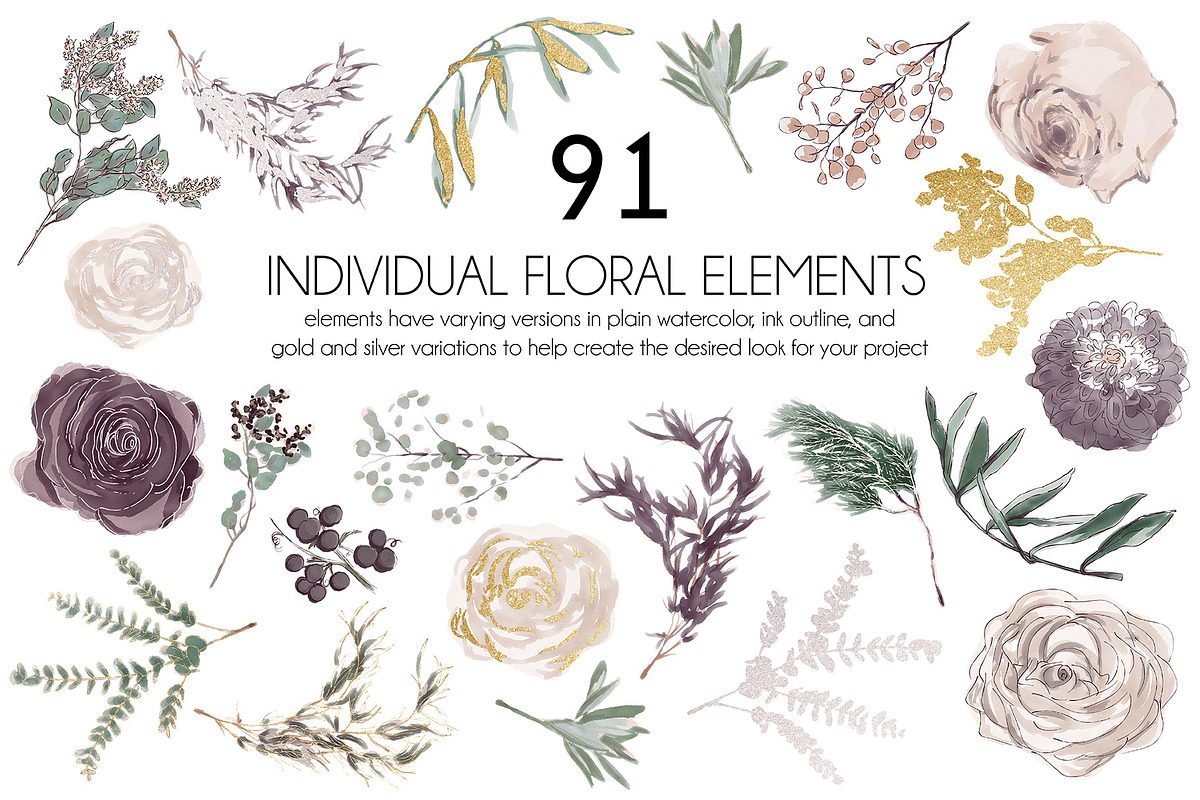 Winter Wedding Floral Graphic Set, an Illustration by Ink + Eye (Photo 4 of 7)