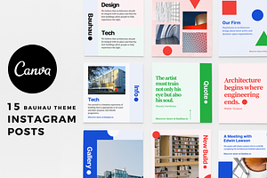 BAUHAU Theme | 15 Canva IG Posts