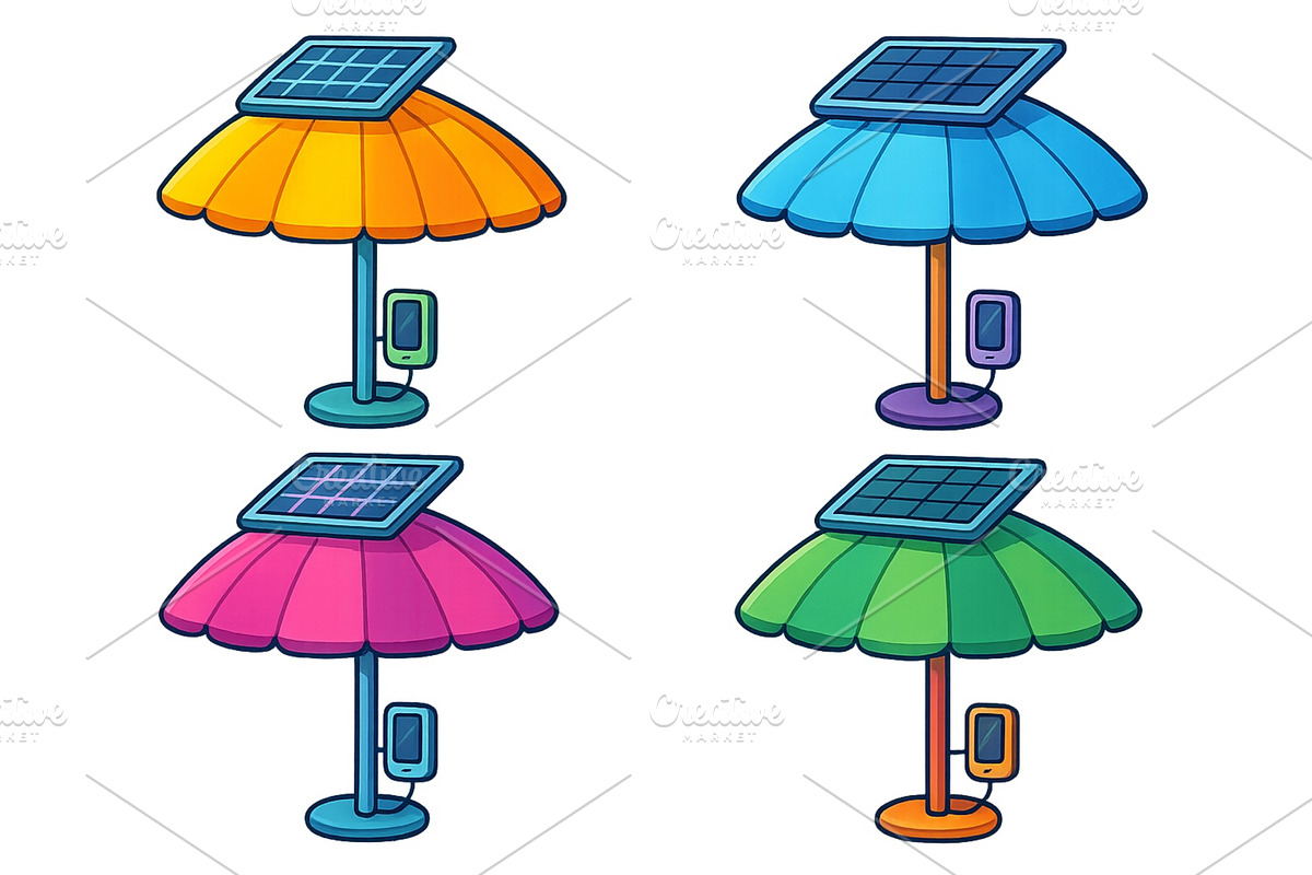 Colorful solar-powered charging, an Illustration by ZinetroN