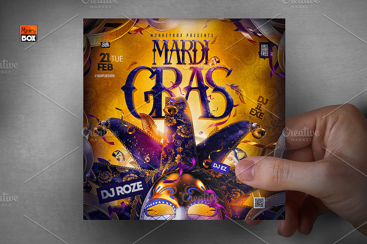 Flyer Mardi Gras Party Template, a Flyer Template by MonkeyBOX (Photo 3 of 3)