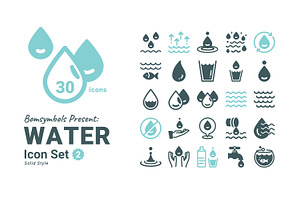 Water Outline Icon Set