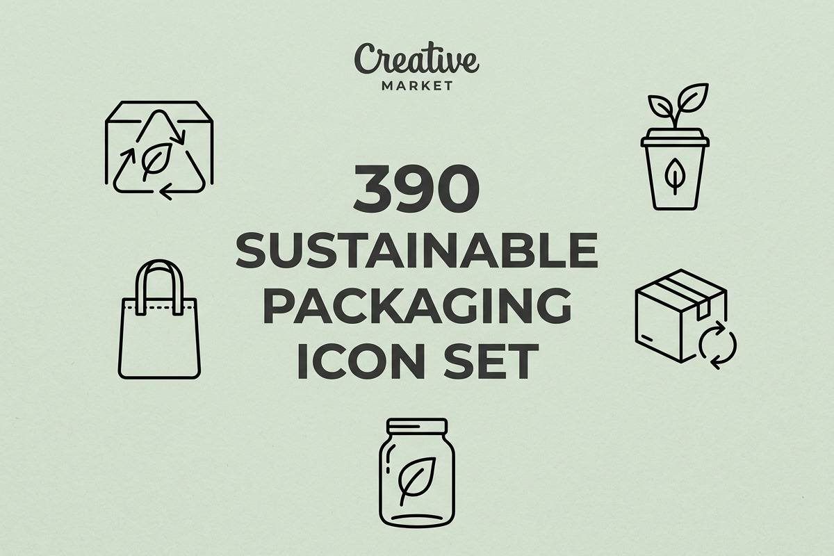 Sustainable Packaging Icon Set, an Outline Icon by adenpinkstore (Photo 1 of 11)